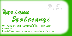 mariann szolcsanyi business card